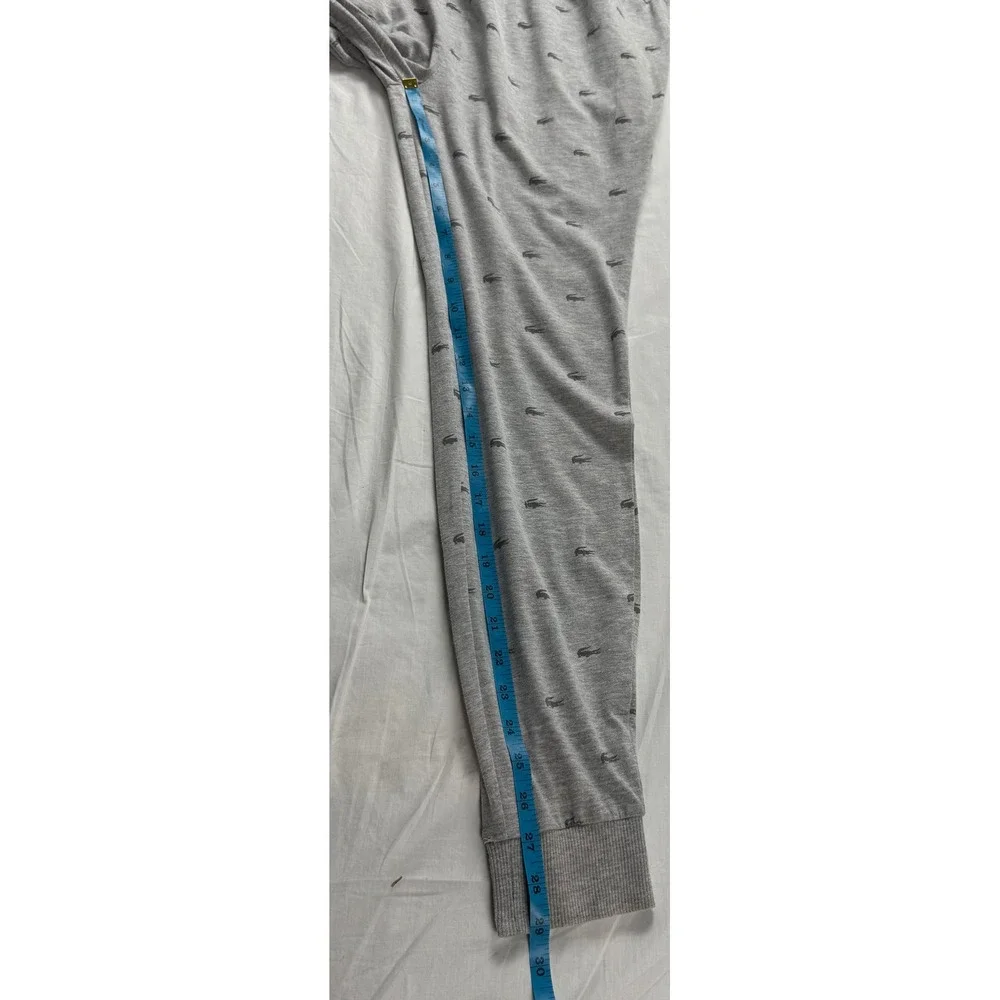 Lacoste Mens Gray All Over Logo Print Sleepwear Jogger lounge Pajama Pants Small - Picture 9 of 12